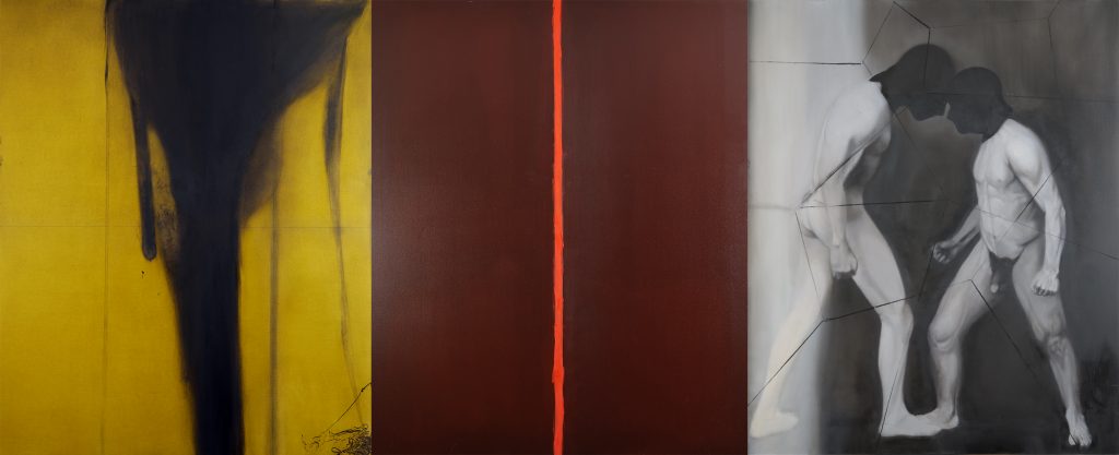 I-don't-know-what (triptych 1), 2020, oil on canvas, 60" X 144"